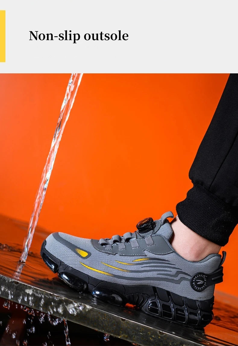 WOUDHONY Men Breathable Work Sneakers Steel Toe Shoes