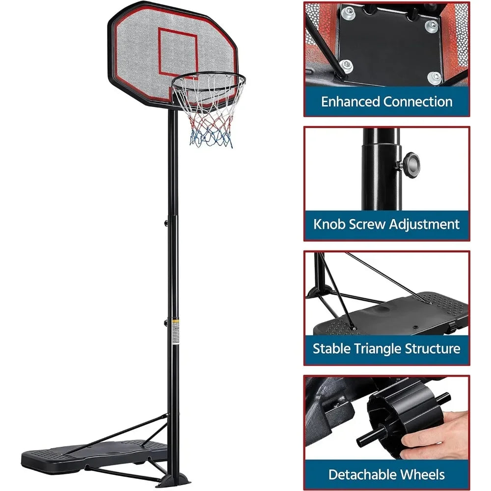 7-10ft Basketball Hoop System Portable Outdoor/Indoor Adjustable Height
