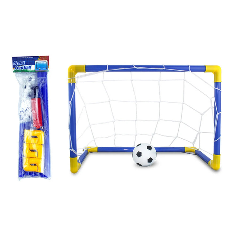 1 Set Indoor Mini Folding Soccer Goal Post Net Pump