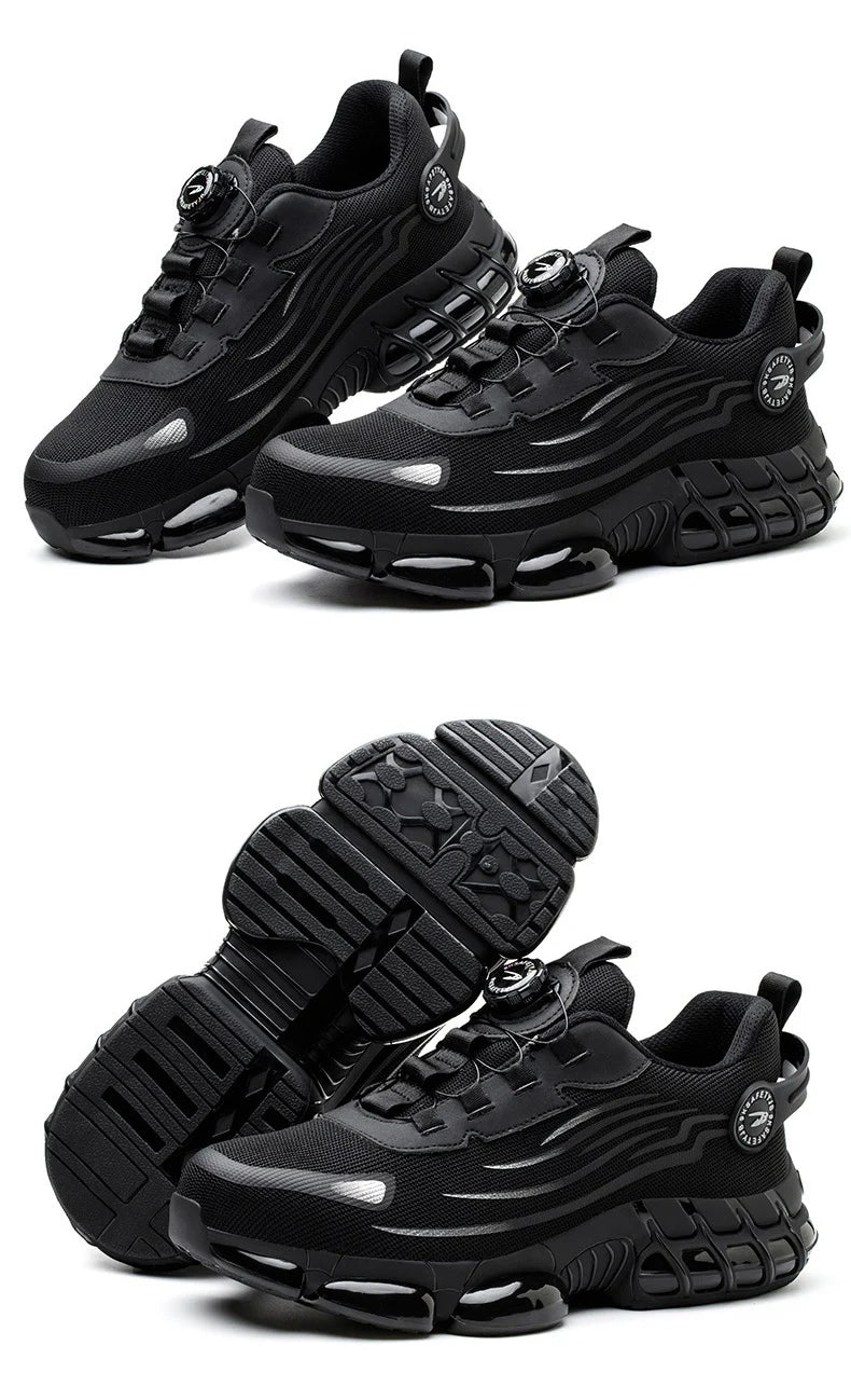 WOUDHONY Men Breathable Work Sneakers Steel Toe Shoes