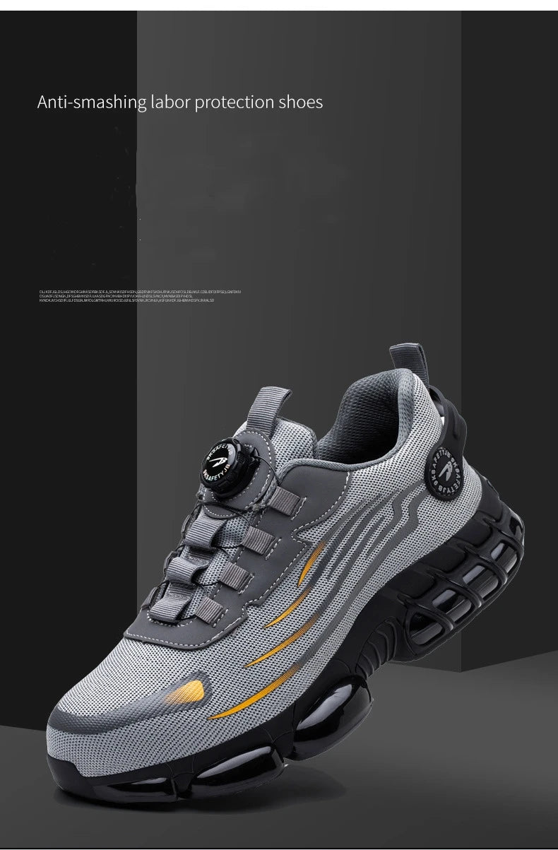 WOUDHONY Men Breathable Work Sneakers Steel Toe Shoes