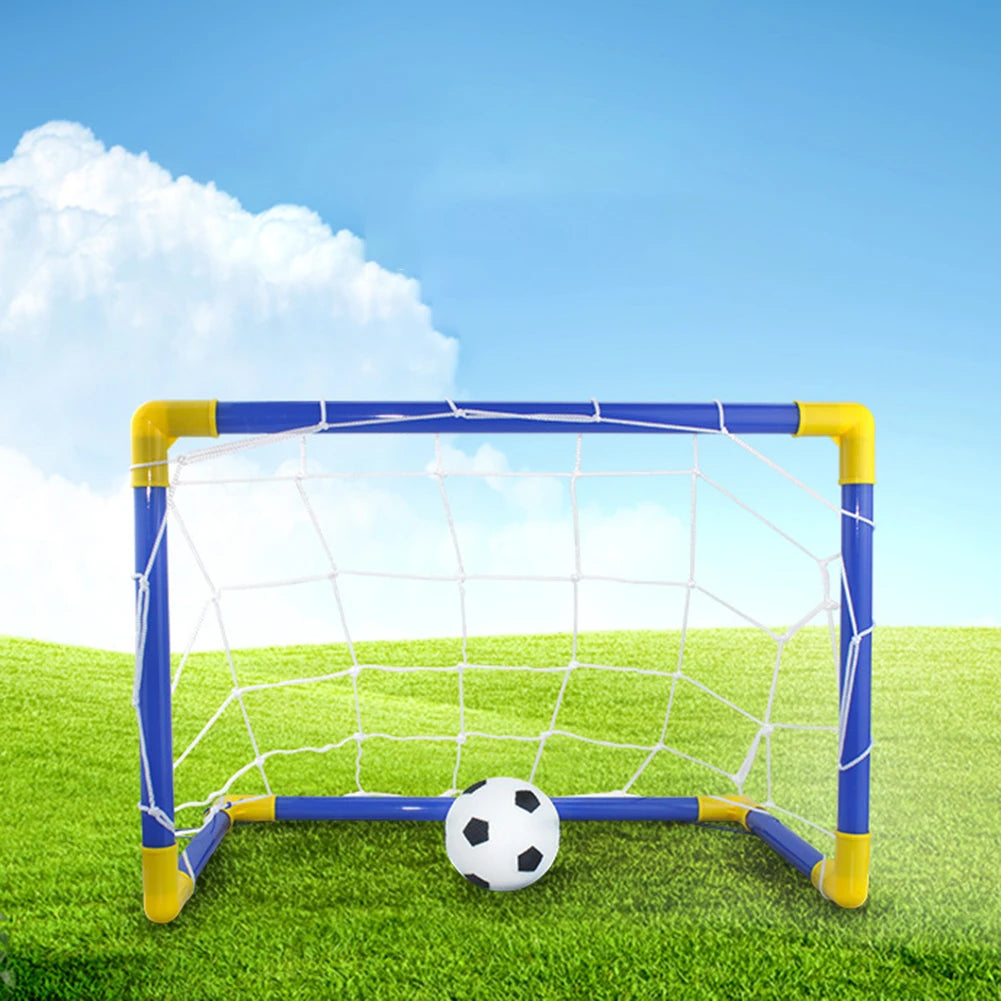 1 Set Indoor Mini Folding Soccer Goal Post Net Pump