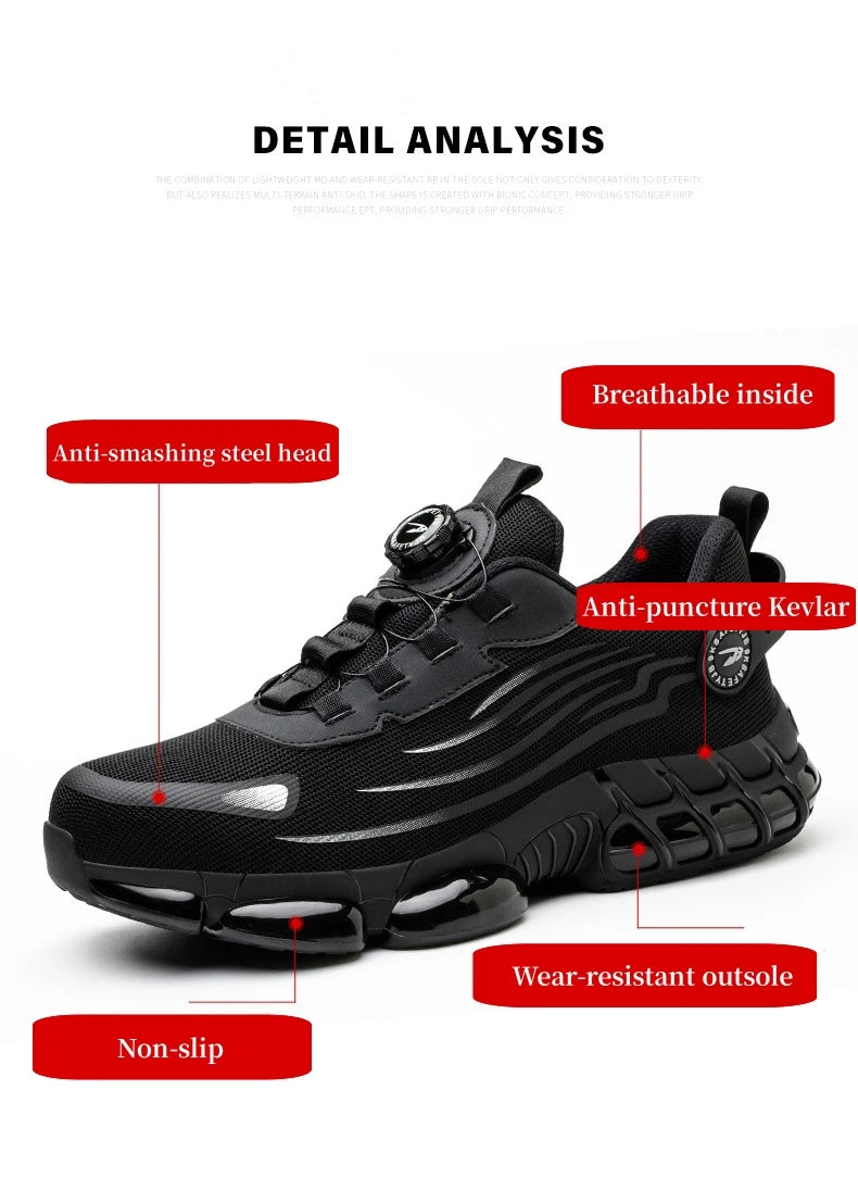 WOUDHONY Men Breathable Work Sneakers Steel Toe Shoes