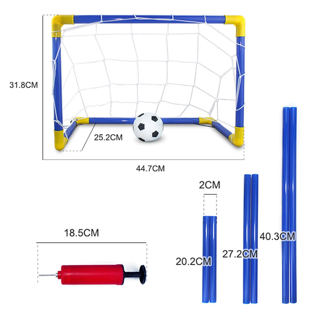 1 Set Indoor Mini Folding Soccer Goal Post Net Pump