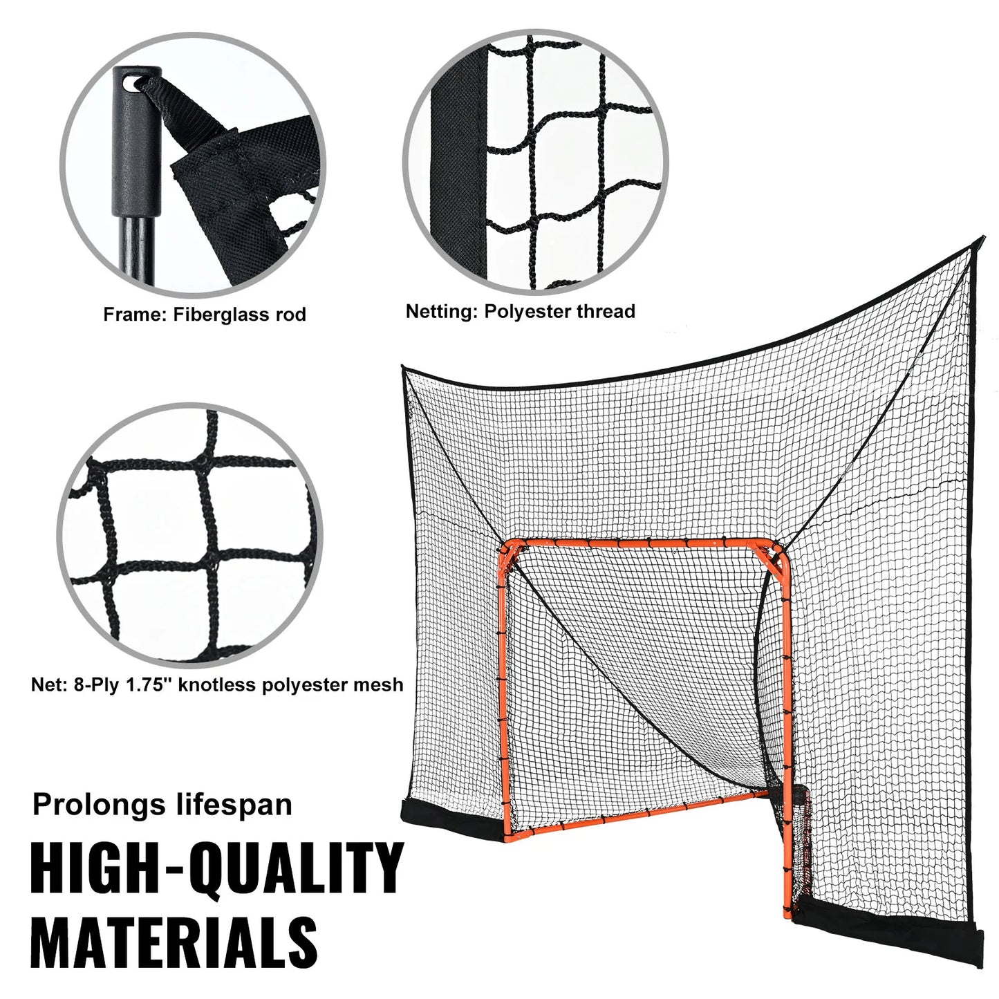 12' x 9' Hockey and Lacrosse Goal Backstop Net Training