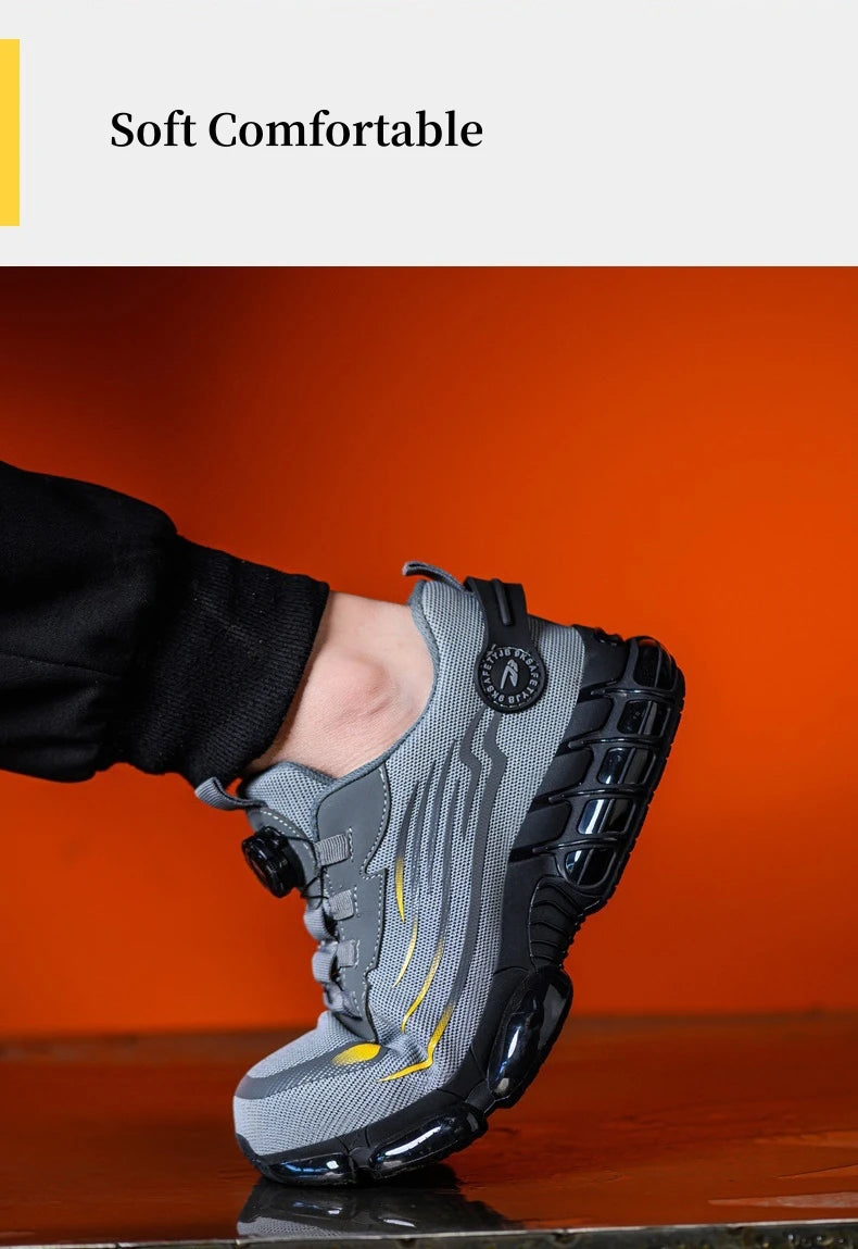 WOUDHONY Men Breathable Work Sneakers Steel Toe Shoes