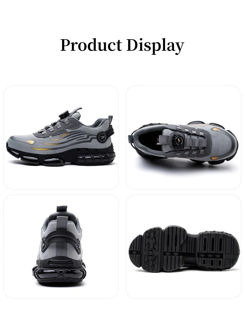 WOUDHONY Men Breathable Work Sneakers Steel Toe Shoes
