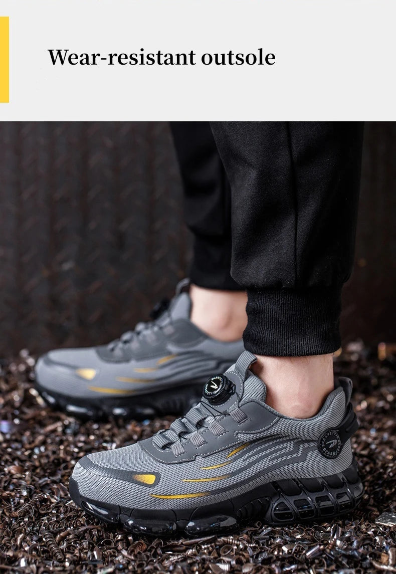 WOUDHONY Men Breathable Work Sneakers Steel Toe Shoes