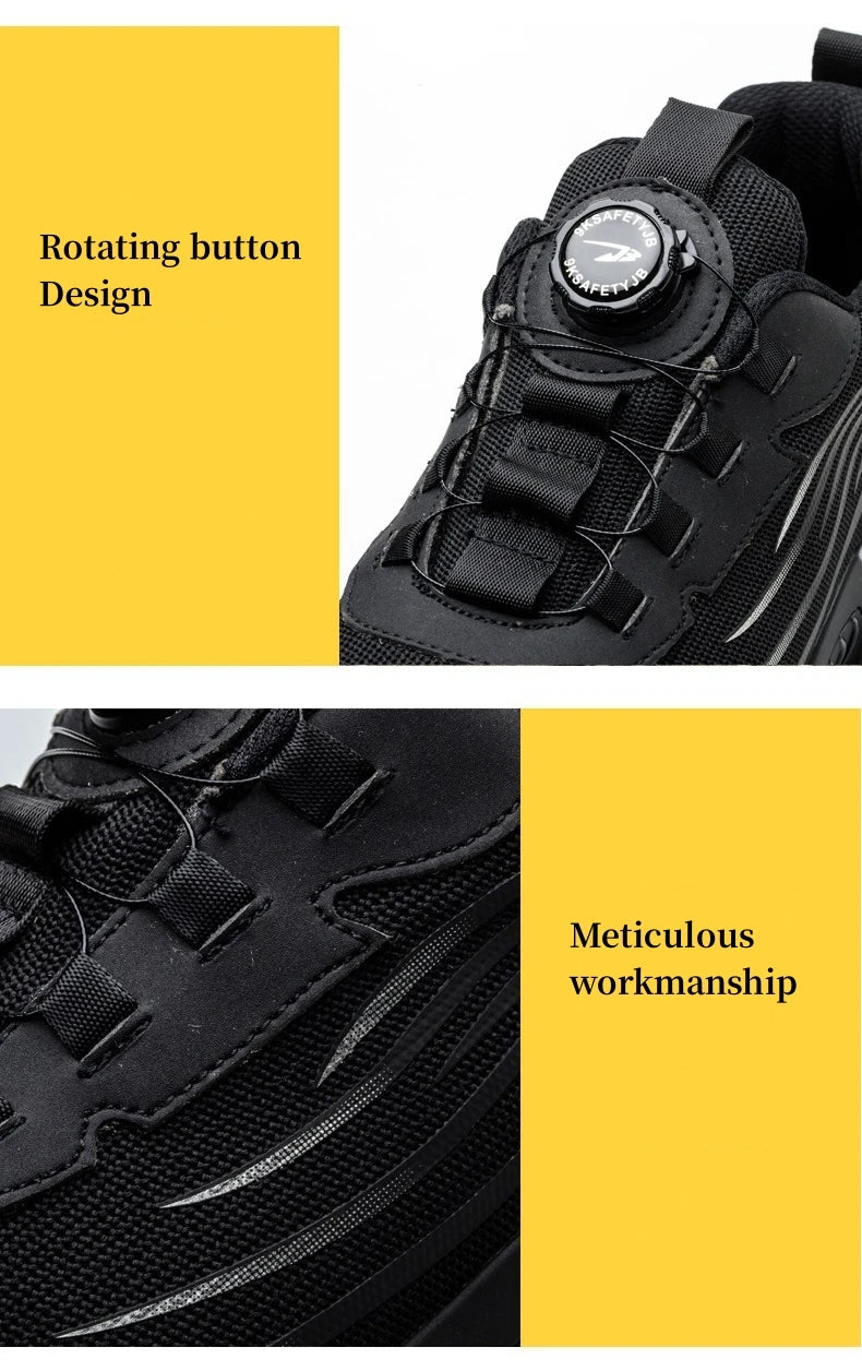 WOUDHONY Men Breathable Work Sneakers Steel Toe Shoes