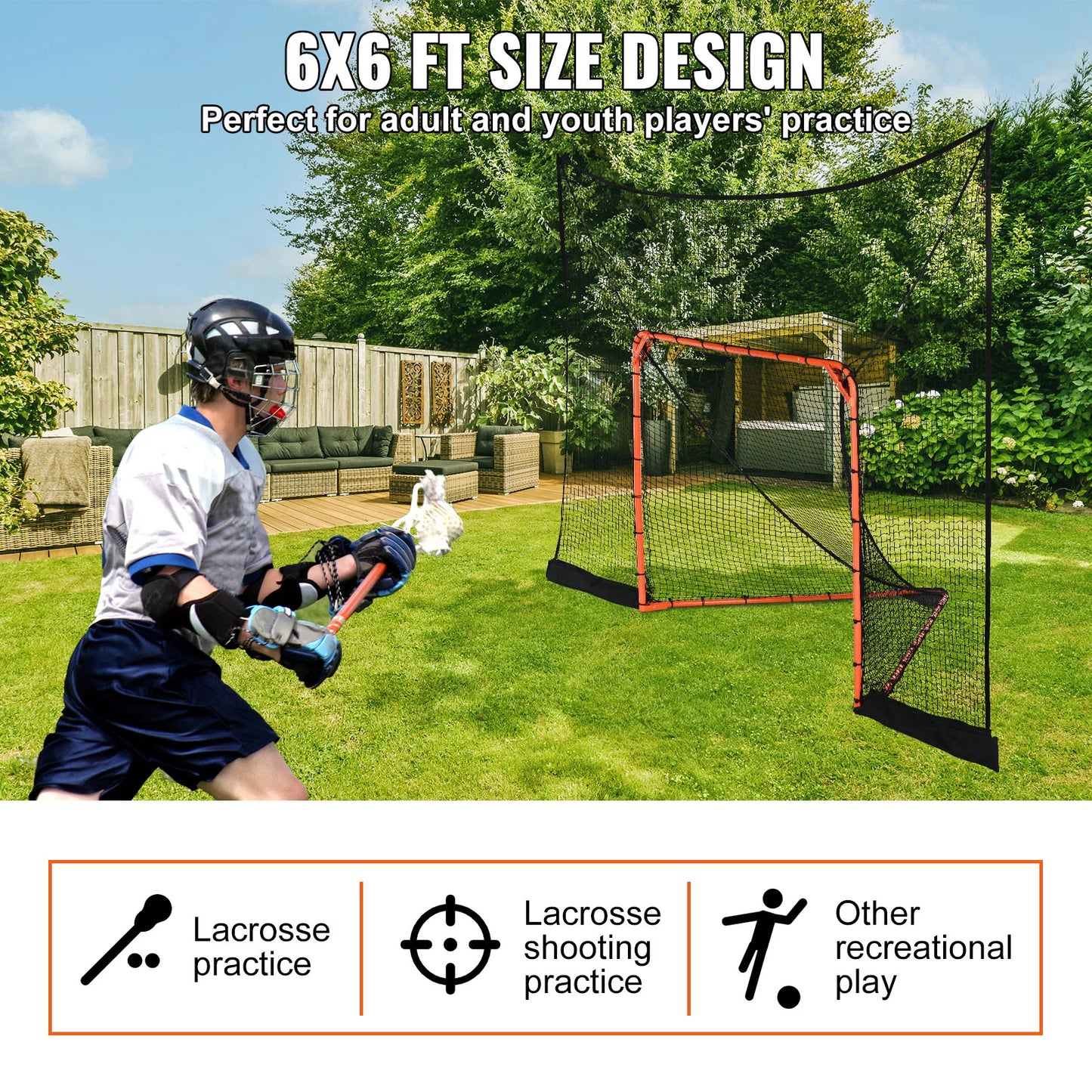 12' x 9' Hockey and Lacrosse Goal Backstop Net Training