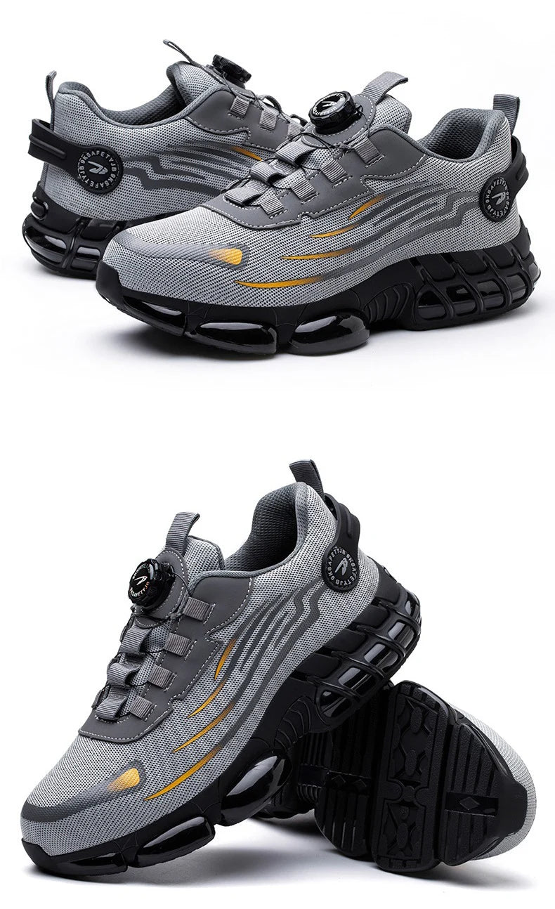 WOUDHONY Men Breathable Work Sneakers Steel Toe Shoes