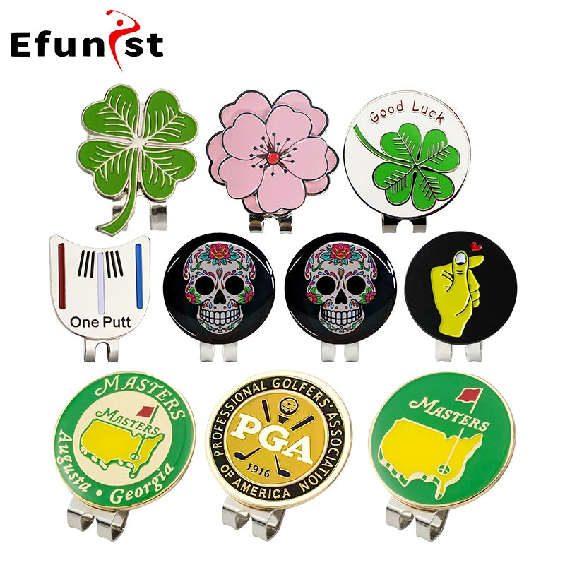 1Pcs Golf Ball Marker Golf Cap Clips With Magnet Mark Golf Ball Position Removable Metal Various Styles Men Women Drop Ship