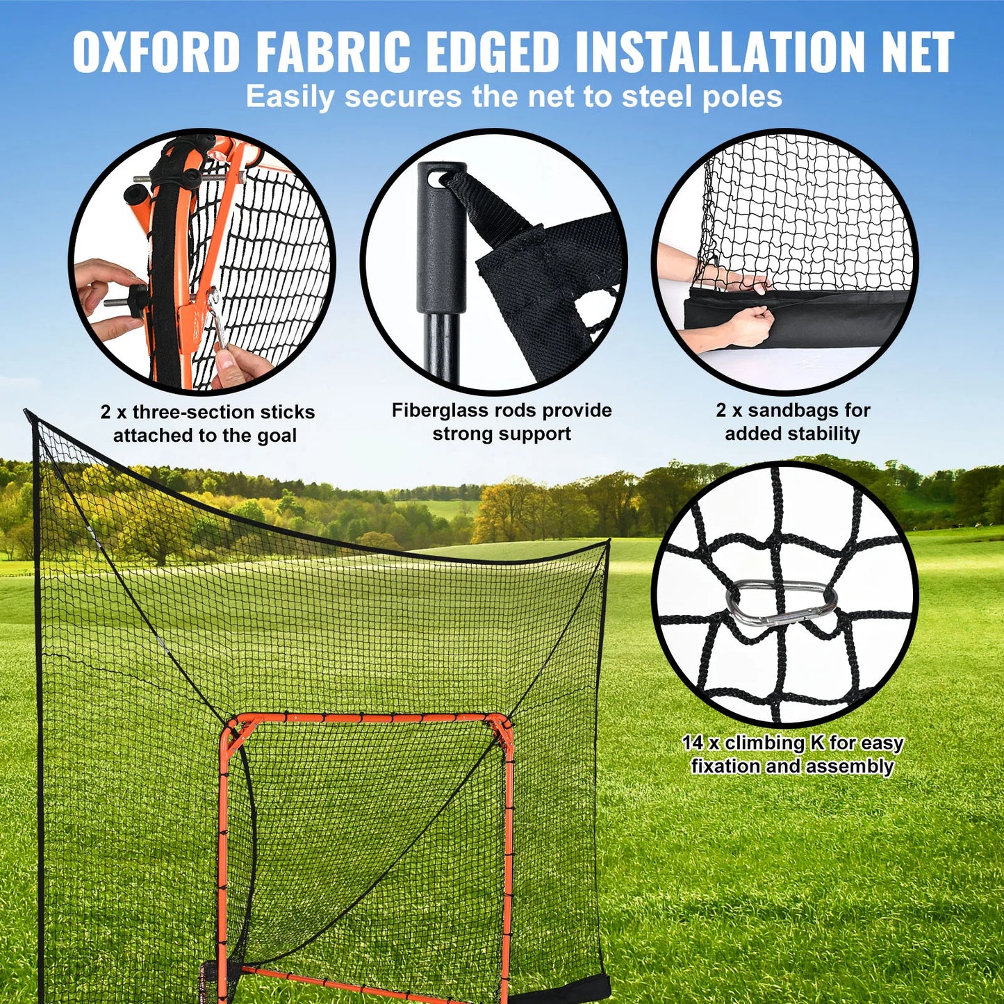 12' x 9' Hockey and Lacrosse Goal Backstop Net Training