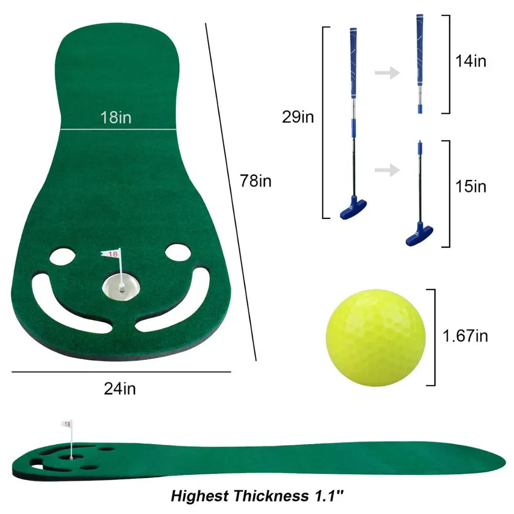 Putting Green Mats Set for Golf Putting Use Included 1 Putter & 3 Balls