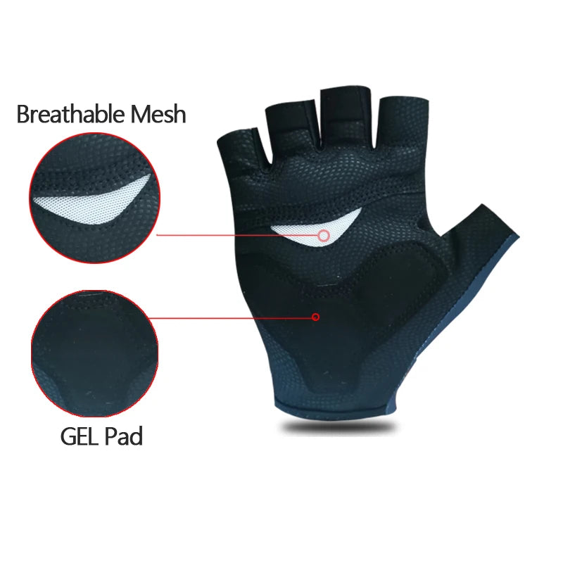 Pro Team Breathable Cycling Gloves, Anti Slip and Shock-absorbing Bike Gloves, Half Finger