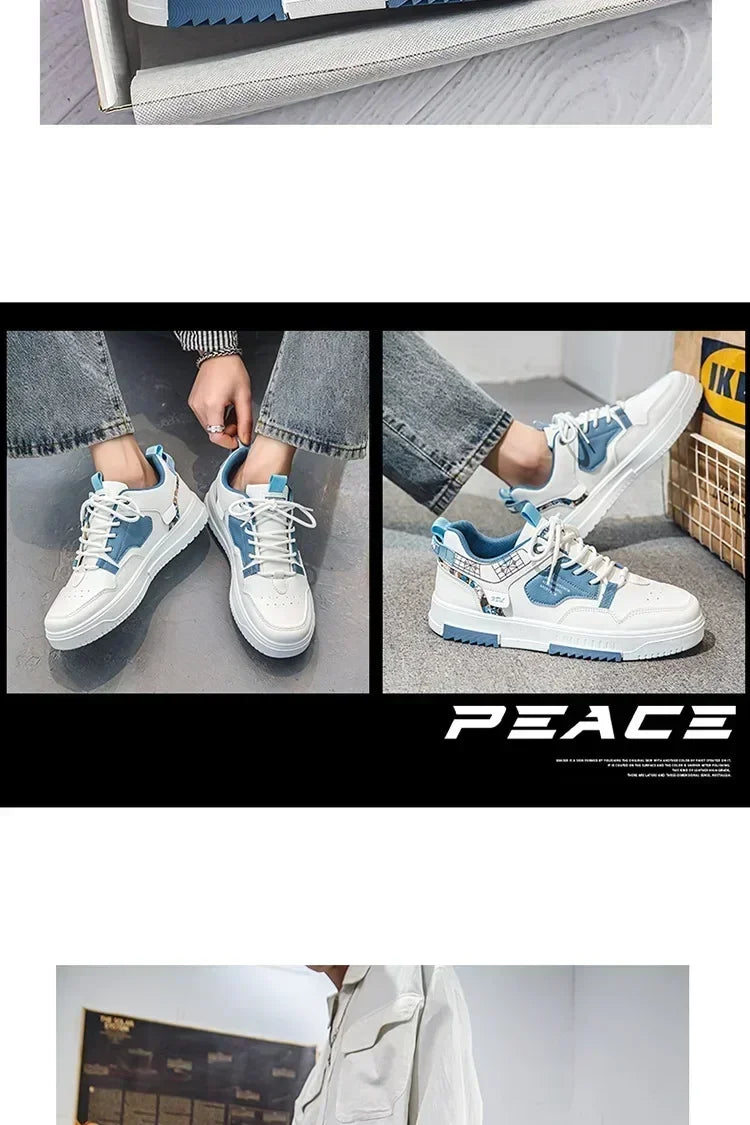 Men's shoes 2024 summer new breathable white shoes men's trendy and versatile thick soled sports board shoes trendy shoes