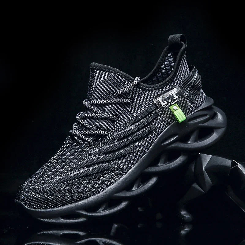 YRZL Men Sports Running Black Jogging Shoes Casual Sneakers
