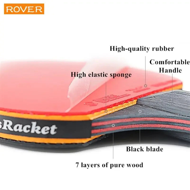 6 Star Table Tennis Racket 2PCS Professional Ping Pong Racket Set with Bag