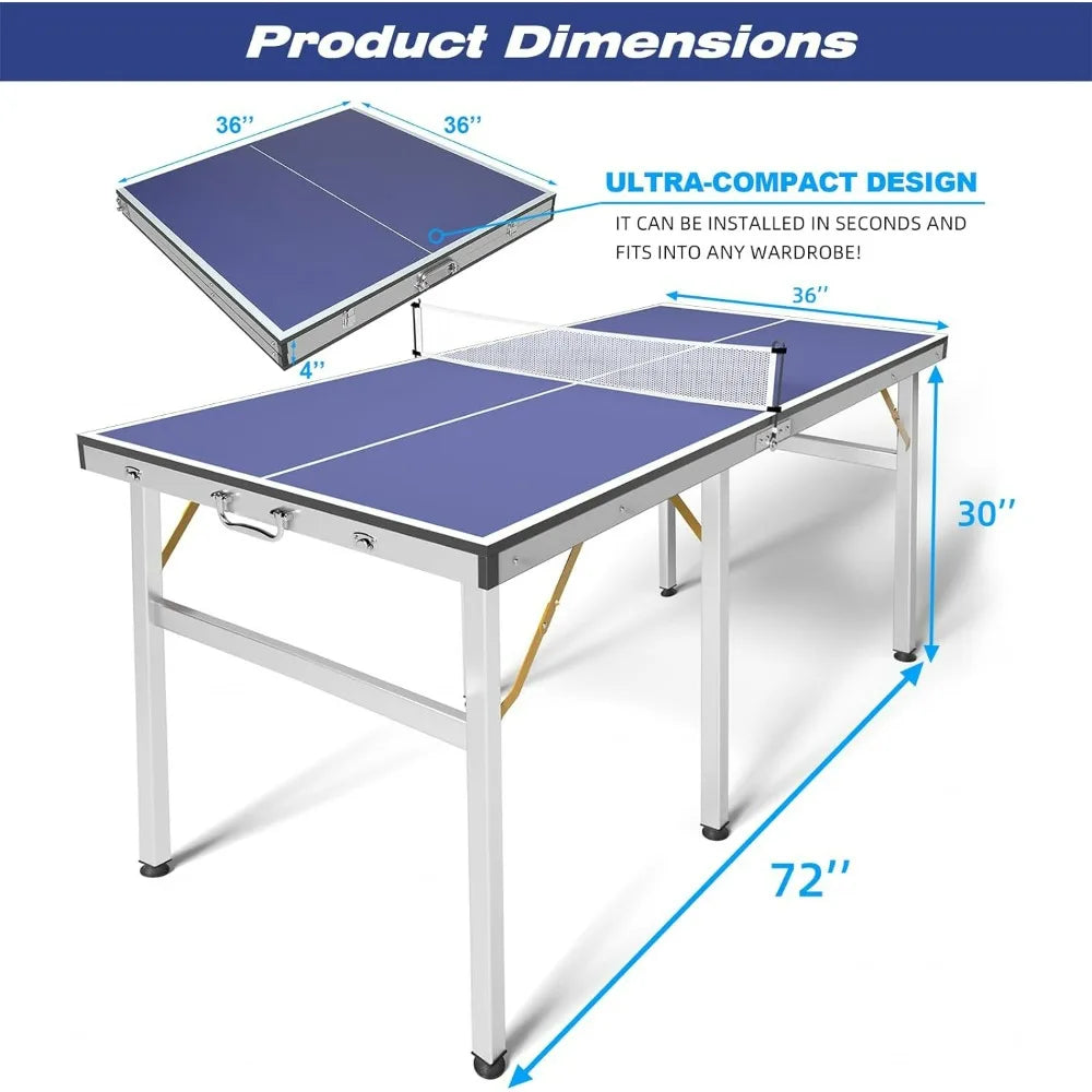 Ping Pong Table,Foldable,with Net and2 Ping Pong Paddles and 3 Balls