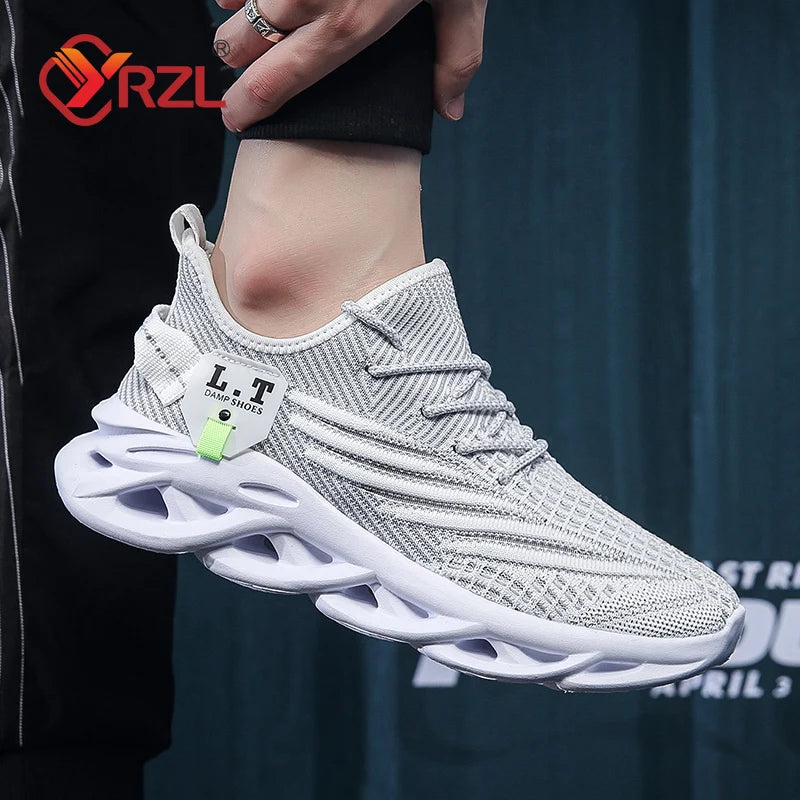 YRZL Men Sports Running Black Jogging Shoes Casual Sneakers