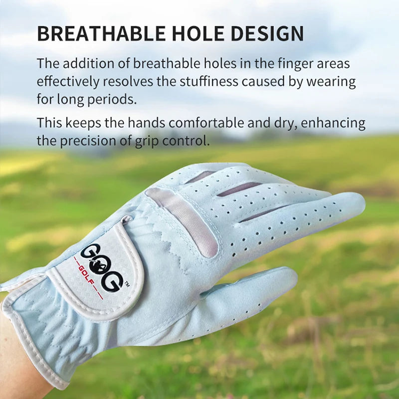 1pair GOLF GLOVES BLUE or PINK Professional Breathable soft Fabric women