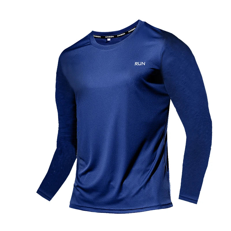 Summer Ice Silk Long Sleeve T-Shirt Men 2023 New Quick Dry Breathable Air Conditioning Outdoor Sun Protection Running Outer Wear