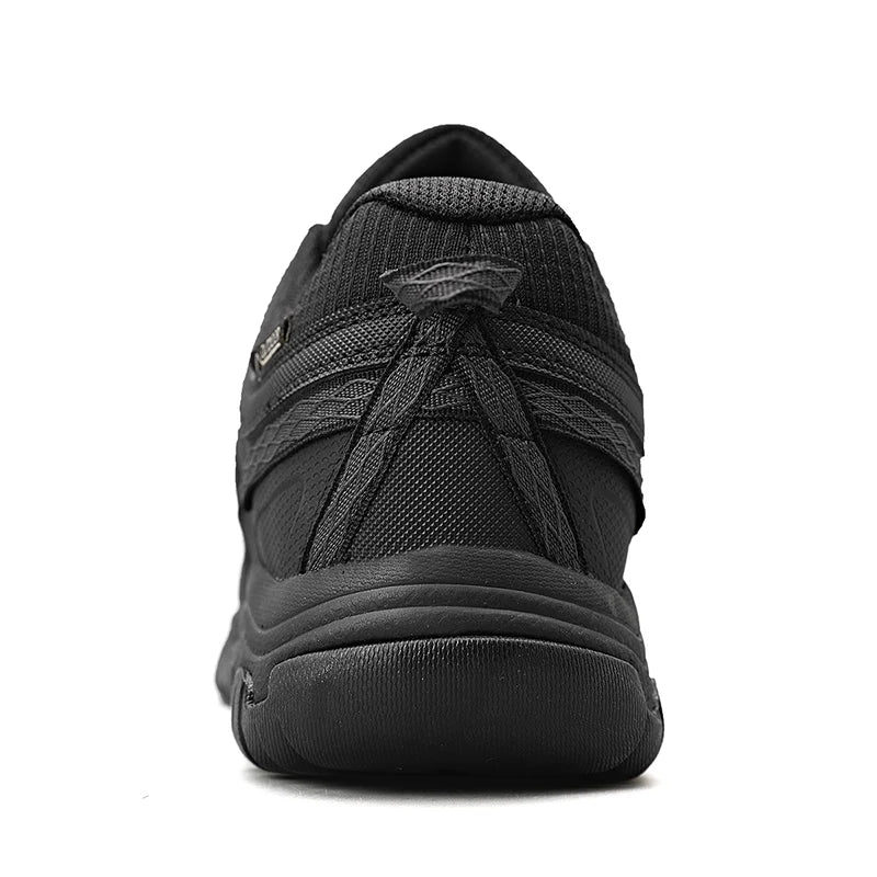 HIKEUP Durable Leather Walking Sneakers Rubber Sole