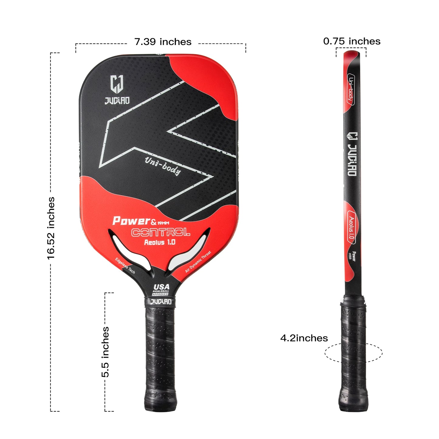 JUCIAO Carbon Fiber Pickleball Paddle with Aero Throat USAPA