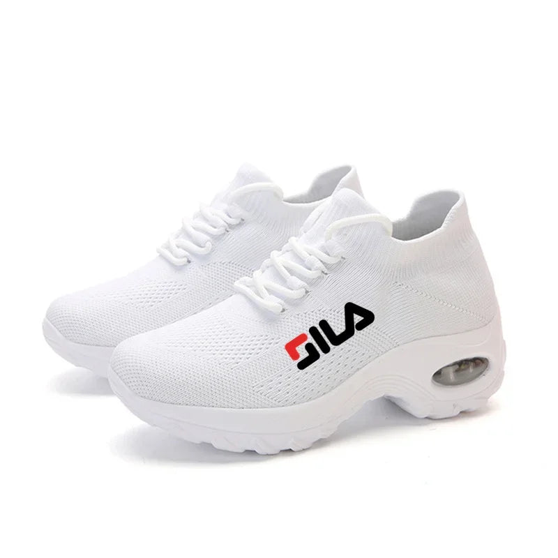 Women Tennis Shoes Breathable Mesh Height-increasing Slip-on Female Sock Footwear Outdoor Women Sneakers Thick Bottom Platforms