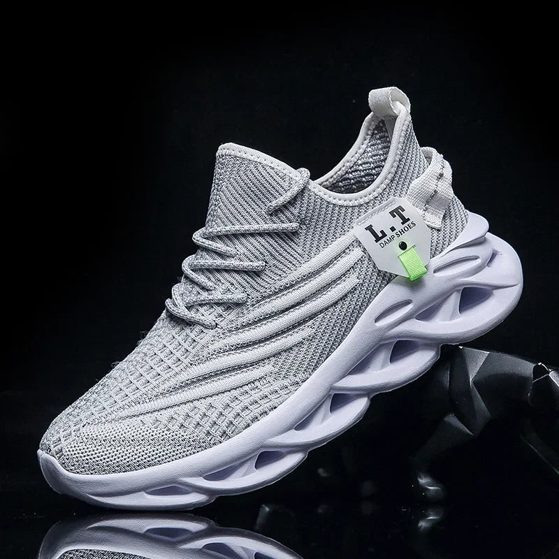 YRZL Men Sports Running Black Jogging Shoes Casual Sneakers
