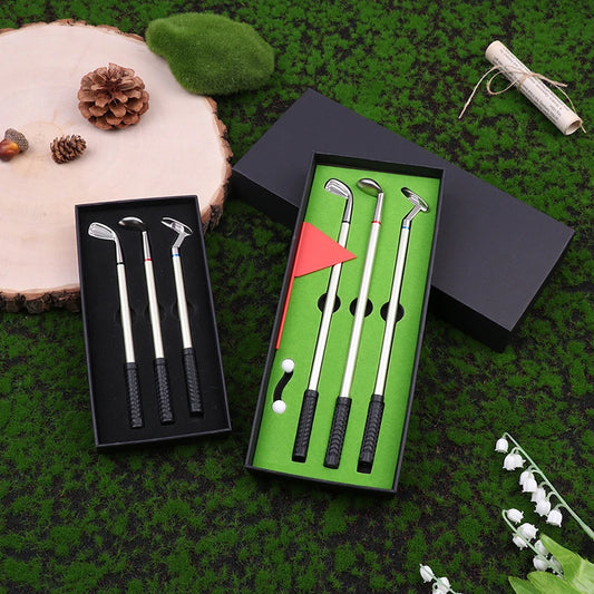 Golf Pen Set Mini Desktop Includes Putting Green 3 Clubs Pen Balls And Flag