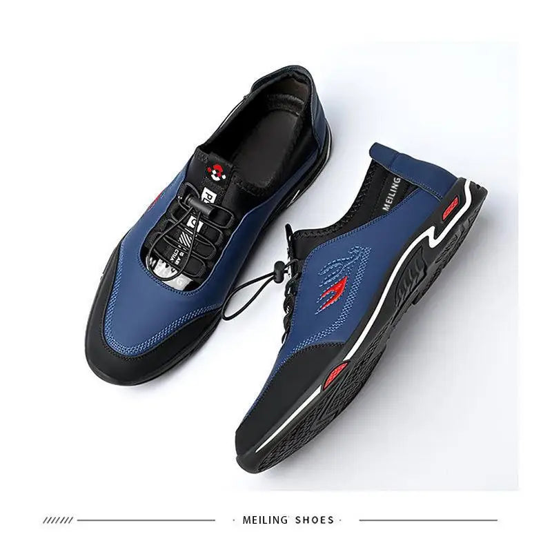 Men' Casual Canva Lace-up Leather Breathable Shoes