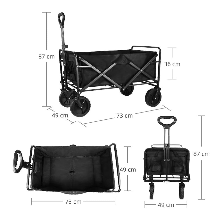 Heavy Duty Large Capacity Folding Wagon Shopping Beach Garden Pull Trolley Collapsible Folding Outdoor Portable Utility Cart