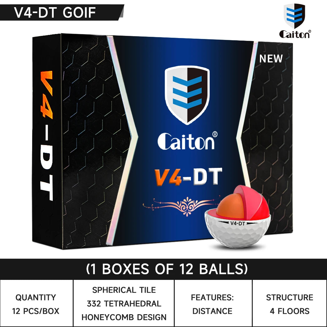 Caiton Pro Golf Balls - 4 Layers, DuPont Surlyn, Adds 30 Yards, Tournament Performance, Great Feel (12/6/3 Pack)