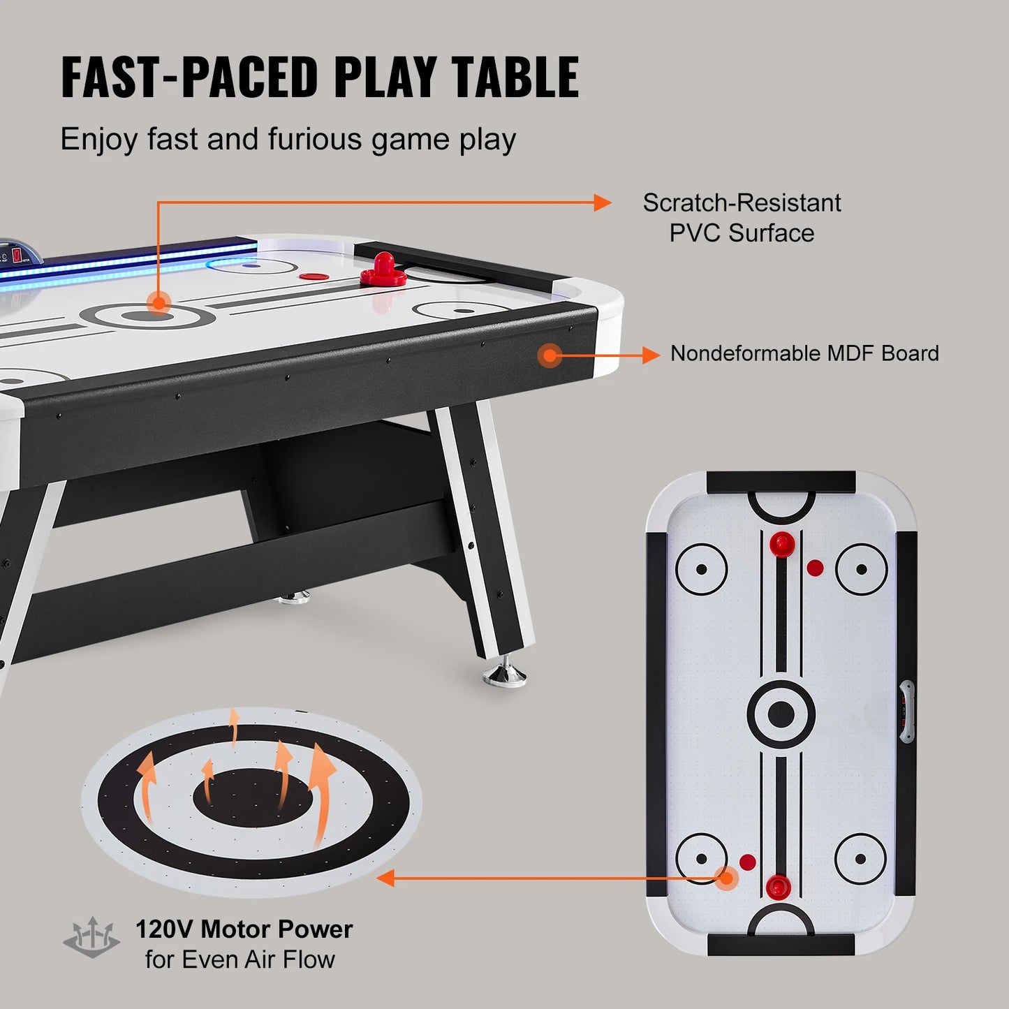 Air Hockey Game Table LED with  Pucks Electronic Score System