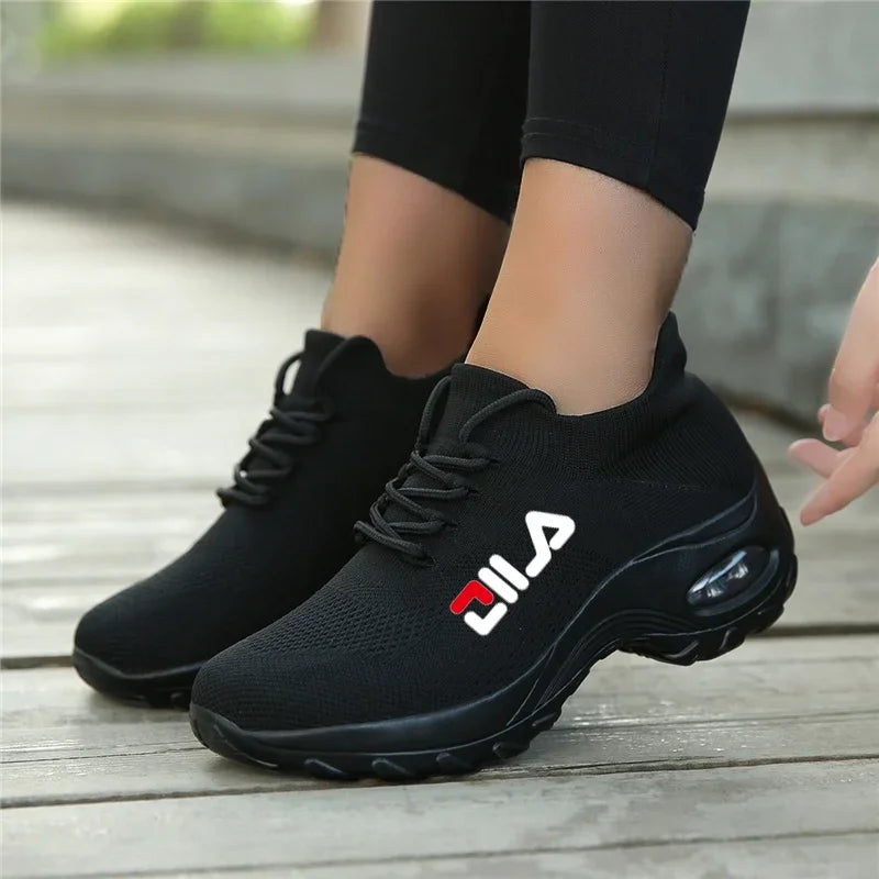 Women Tennis Shoes Breathable Mesh Height-increasing Slip-on Female Sock Footwear Outdoor Women Sneakers Thick Bottom Platforms