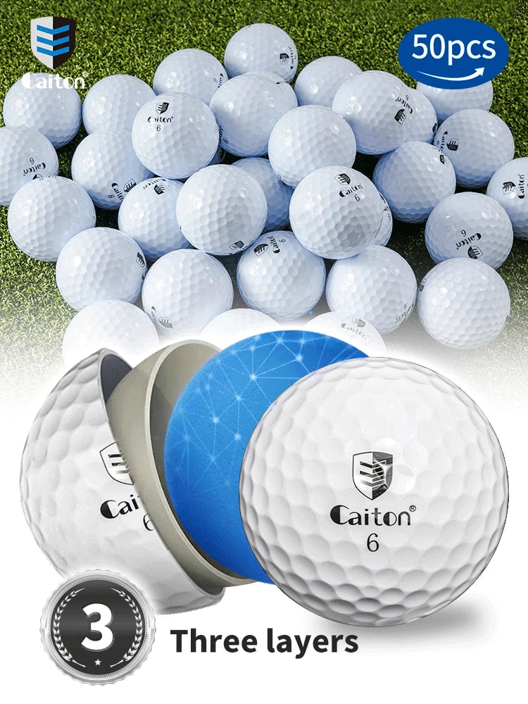 Caiton 50pcs 3-Layer Golf Balls Max Distance, Spin Control