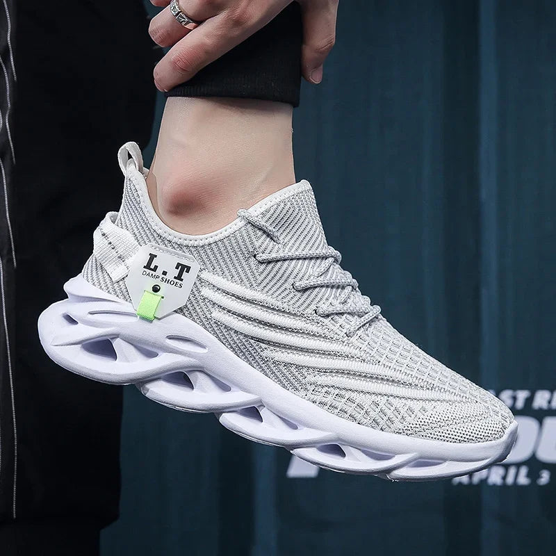 YRZL Men Sports Running Black Jogging Shoes Casual Sneakers