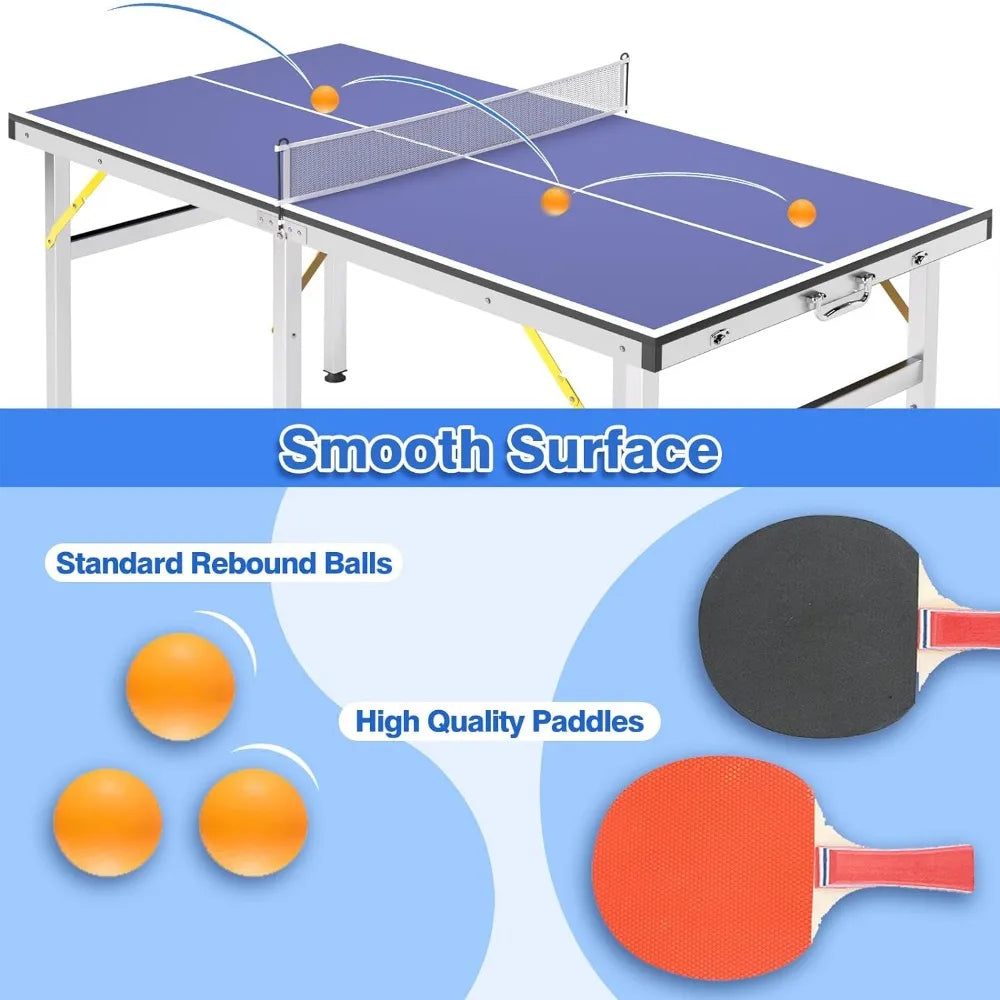 Ping Pong Table,Foldable,with Net and2 Ping Pong Paddles and 3 Balls