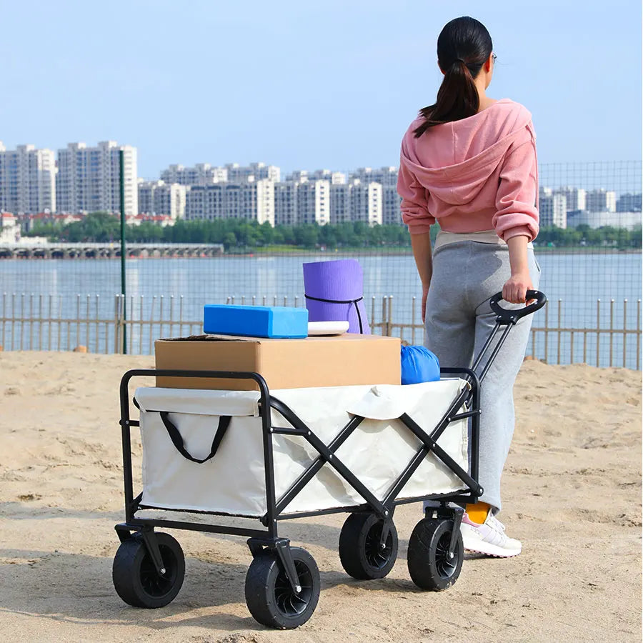 Heavy Duty Large Capacity Folding Wagon Shopping Beach Garden Pull Trolley Collapsible Folding Outdoor Portable Utility Cart