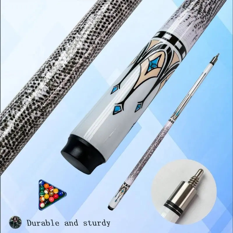 White Snakeskin Design Carbon Billiard Cue Stick Pool Cue