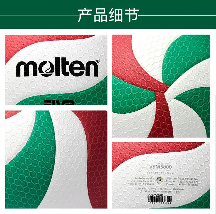 Molten V5M5000 Volleyball Professional Standard Size 5 PU Soft Beach Ball for Adult and Teenager Competition Training Outdoor