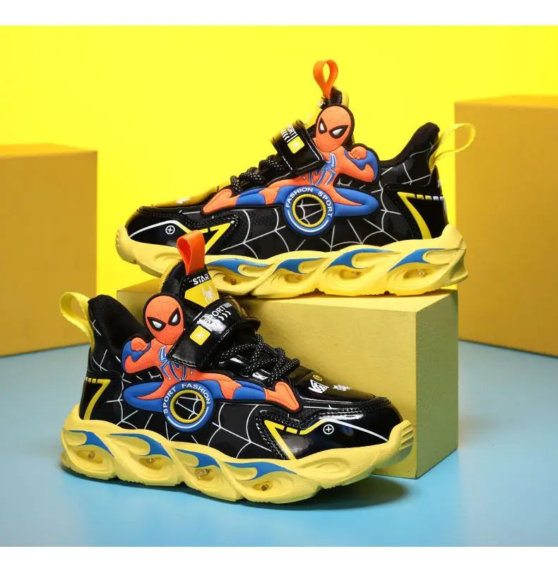 Disney Boys Shoes LED Lights Cartoon Leather Non-slip