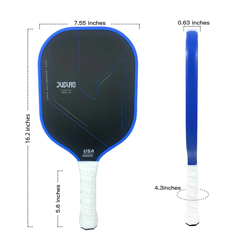 USAPA Approved Thermoformed Unibody Raw Carbon Fiber Pickleball Paddle Textured Surface