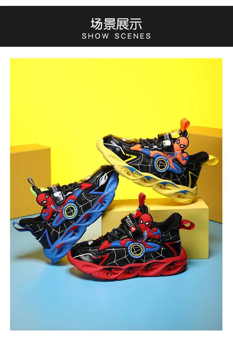 Disney Boys Shoes LED Lights Cartoon Leather Non-slip