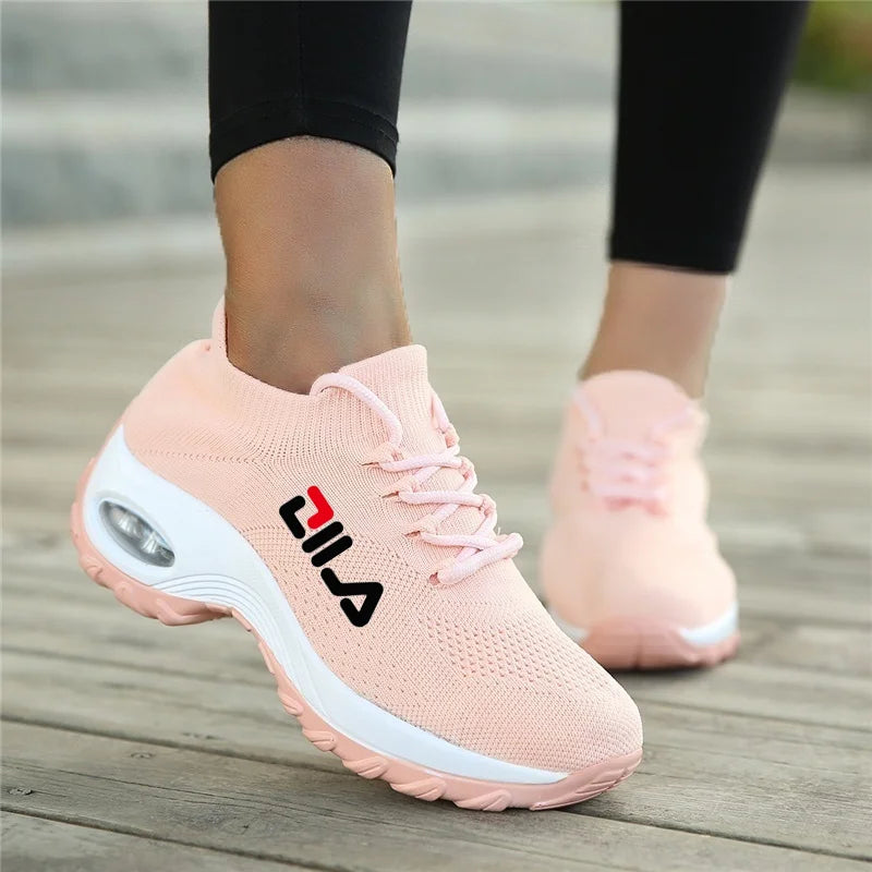 Women Tennis Shoes Breathable Mesh Height-increasing Slip-on Female Sock Footwear Outdoor Women Sneakers Thick Bottom Platforms