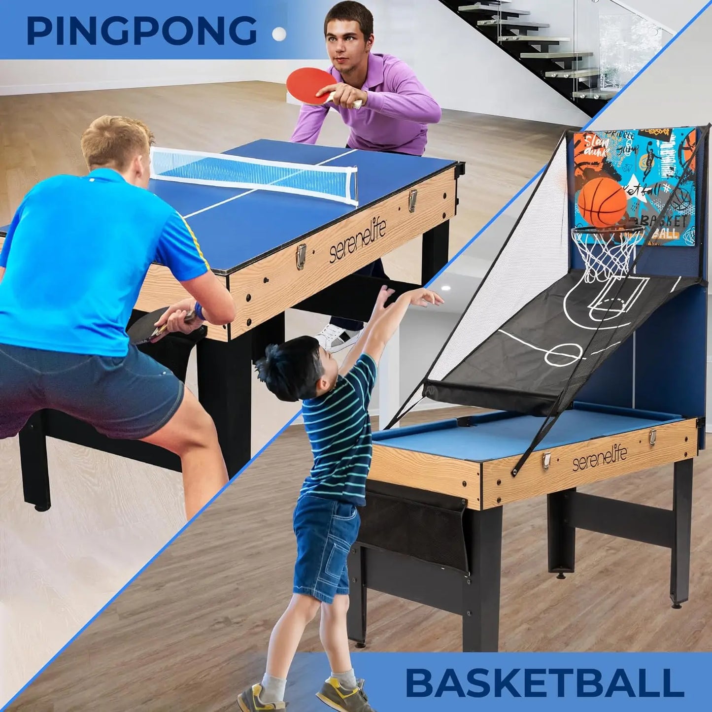 48" 6-in-1 Multi Game Table Arcade Pool, Air Hockey, Foosball, Basketball