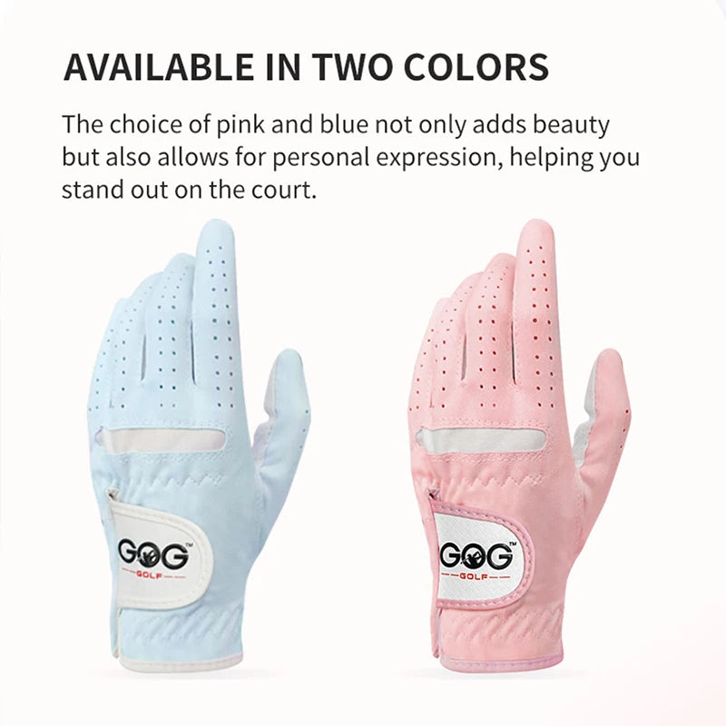 1pair GOLF GLOVES BLUE or PINK Professional Breathable soft Fabric women