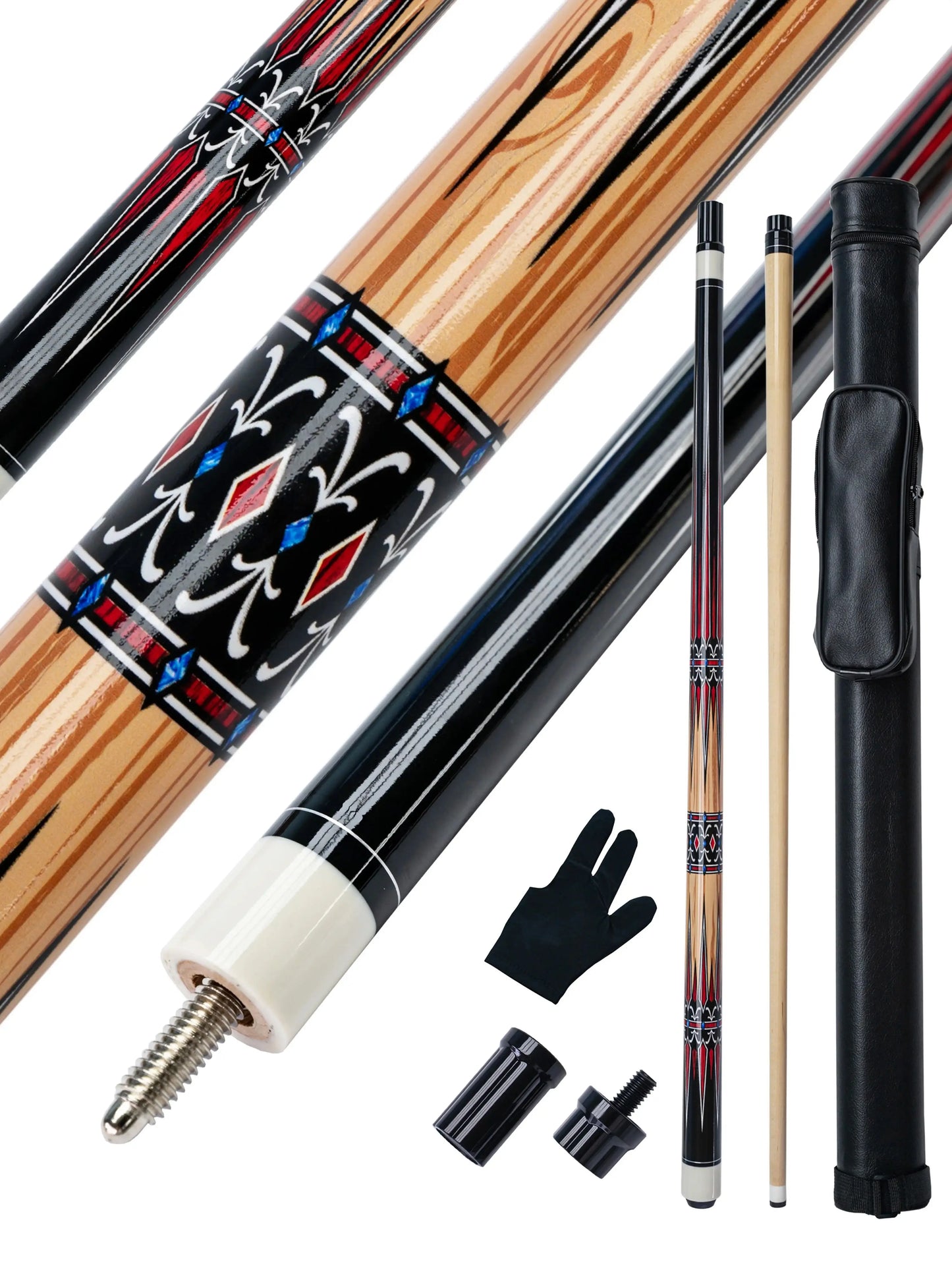 Professional Hardwood Billiards Cue Set 13mm Tip