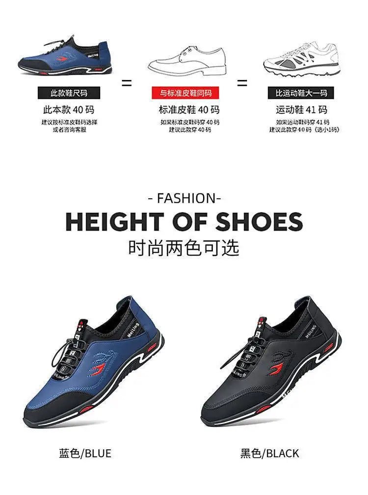 Men' Casual Canva Lace-up Leather Breathable Shoes